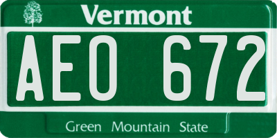 VT license plate AEO672