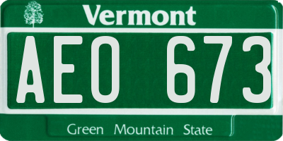 VT license plate AEO673