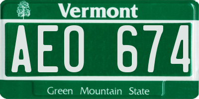VT license plate AEO674