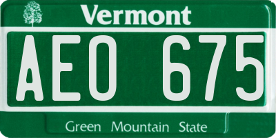 VT license plate AEO675