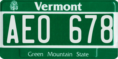 VT license plate AEO678