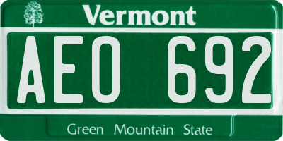 VT license plate AEO692