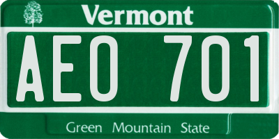 VT license plate AEO701