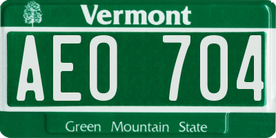 VT license plate AEO704