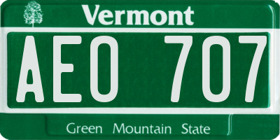 VT license plate AEO707