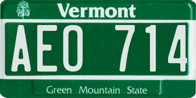 VT license plate AEO714