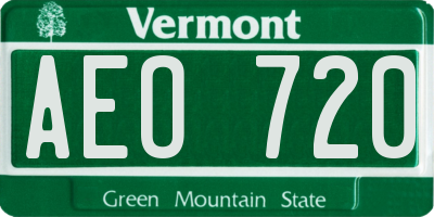 VT license plate AEO720