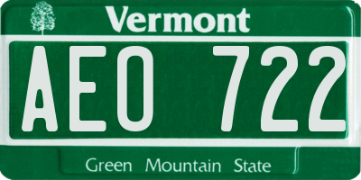 VT license plate AEO722