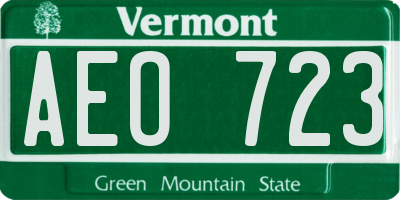 VT license plate AEO723