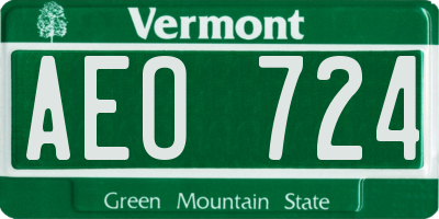 VT license plate AEO724