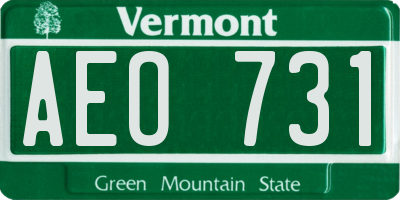 VT license plate AEO731