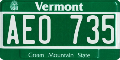 VT license plate AEO735