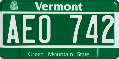VT license plate AEO742