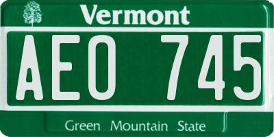 VT license plate AEO745