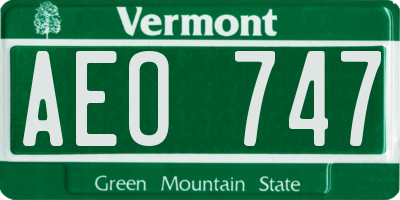 VT license plate AEO747