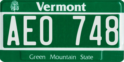 VT license plate AEO748