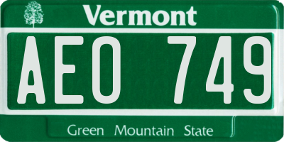 VT license plate AEO749