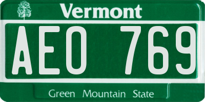 VT license plate AEO769