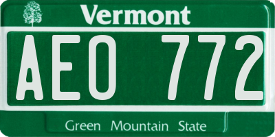 VT license plate AEO772