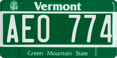 VT license plate AEO774