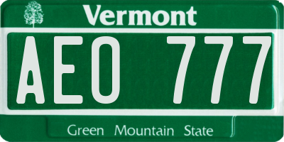 VT license plate AEO777