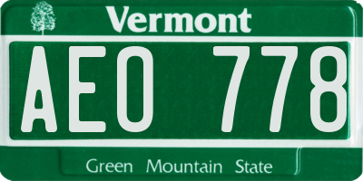 VT license plate AEO778