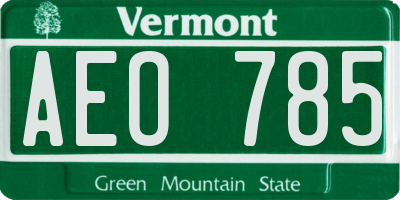 VT license plate AEO785