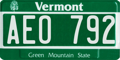 VT license plate AEO792