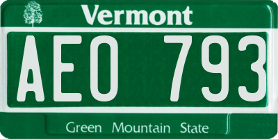 VT license plate AEO793