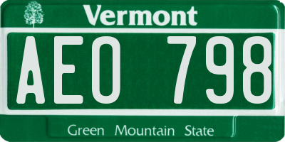 VT license plate AEO798