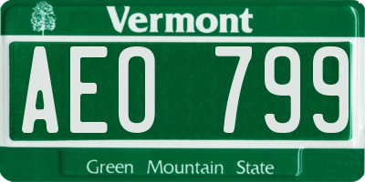 VT license plate AEO799