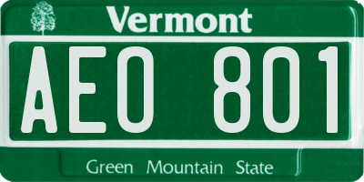 VT license plate AEO801