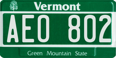 VT license plate AEO802