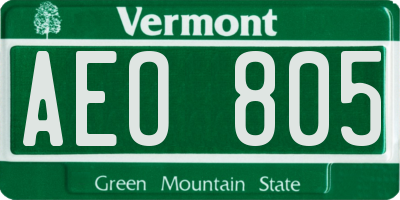 VT license plate AEO805