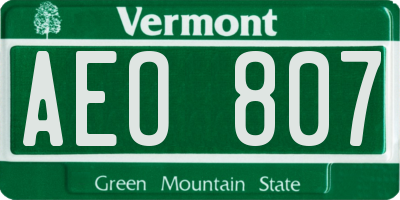VT license plate AEO807