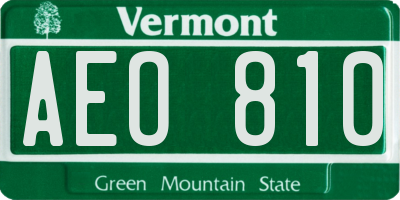VT license plate AEO810