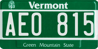 VT license plate AEO815