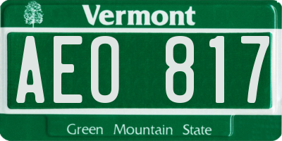 VT license plate AEO817