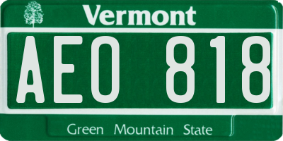 VT license plate AEO818