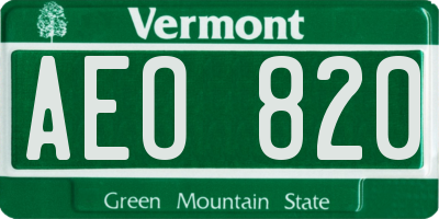 VT license plate AEO820