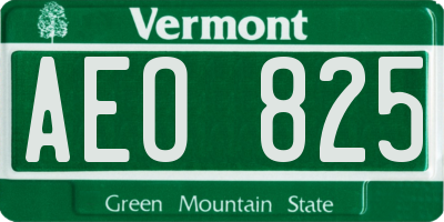 VT license plate AEO825