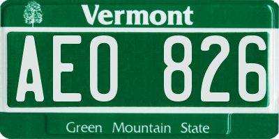 VT license plate AEO826