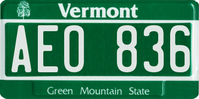 VT license plate AEO836