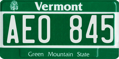 VT license plate AEO845