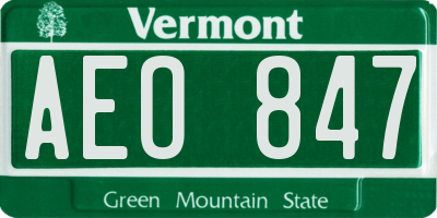 VT license plate AEO847