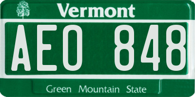 VT license plate AEO848