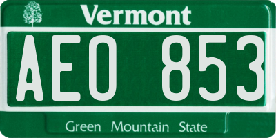 VT license plate AEO853