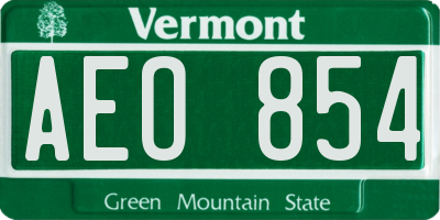 VT license plate AEO854