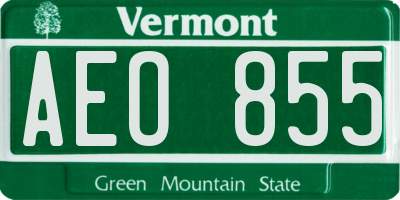 VT license plate AEO855