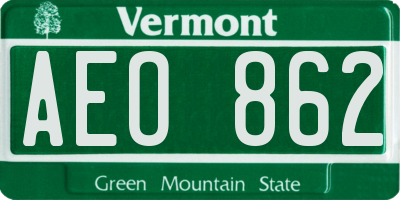 VT license plate AEO862